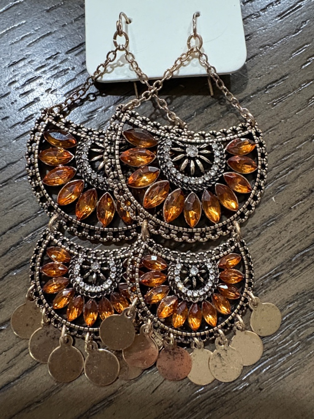 Amber Teardrop Boho Chandelier Earrings - Women Jewelry